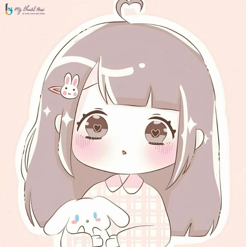 Cô gái chibi với đôi mắt to tròn và nụ cười rạng rỡ