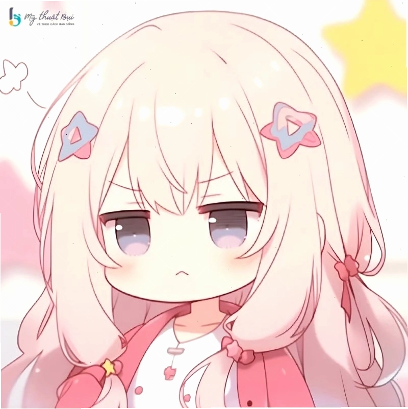 Cô gái chibi với đôi mắt to tròn và nụ cười rạng rỡ