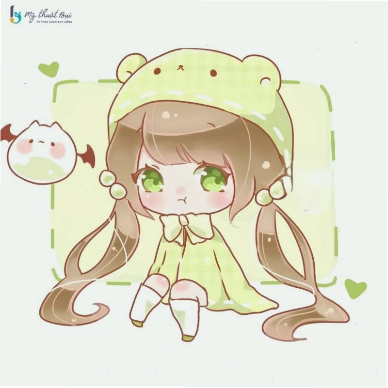 Cô gái chibi với trang phục học sinh dễ thương