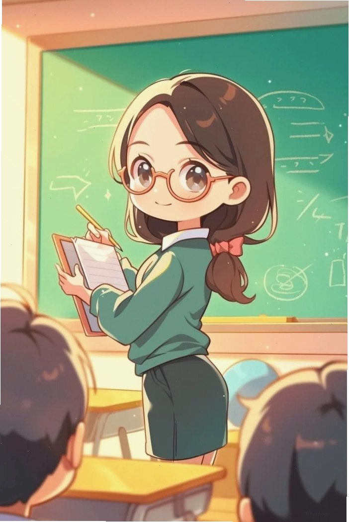 Cô giáo học sinh chibi đáng yêu