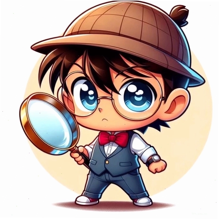Conan chibi với biểu cảm mê hoặc