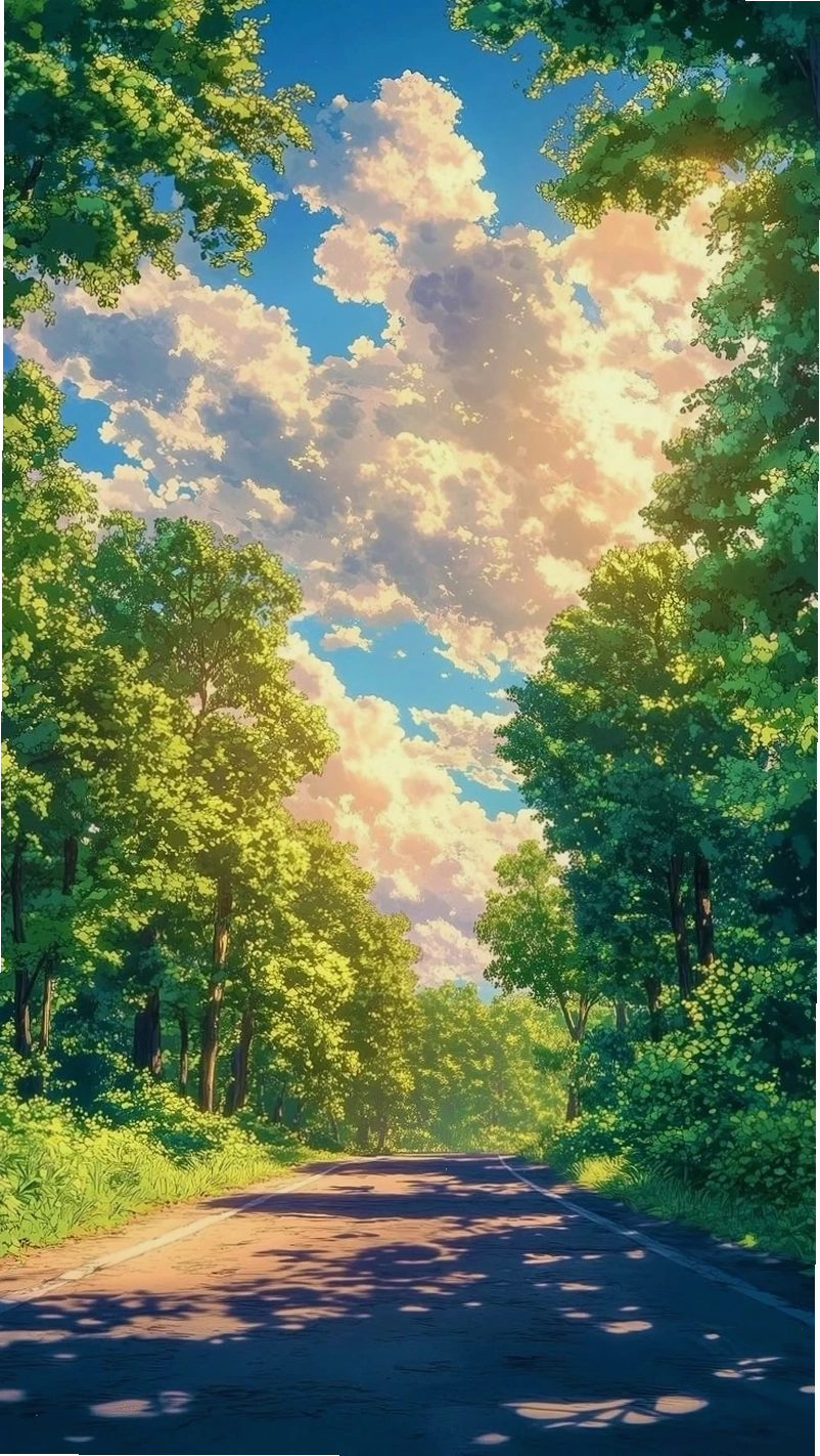 Dòng sông lấp lánh chảy qua khu rừng trong cảnh đẹp anime