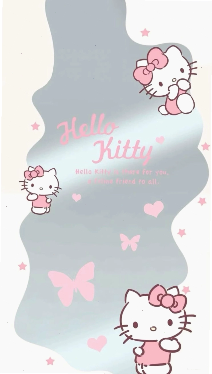 Hello Kitty cầm bóng bay trên nền hồng phấn
