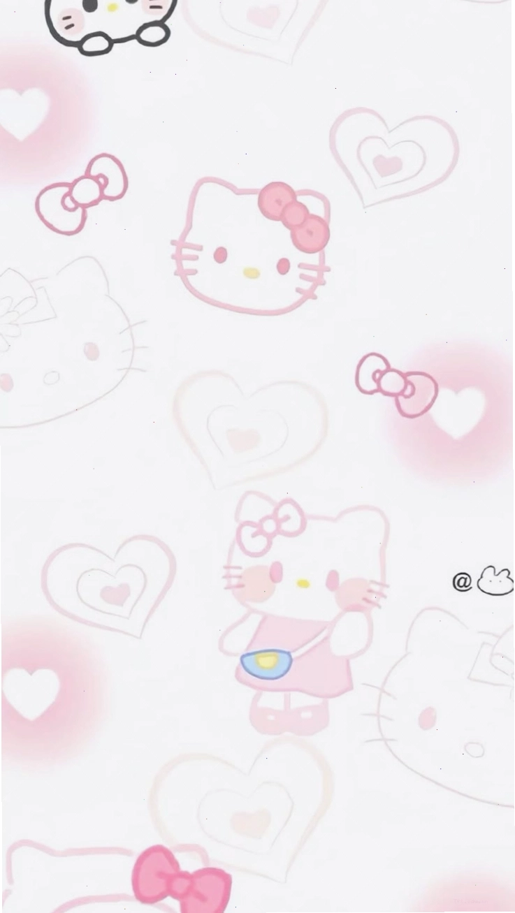 Hello Kitty ôm trái tim trên nền hồng