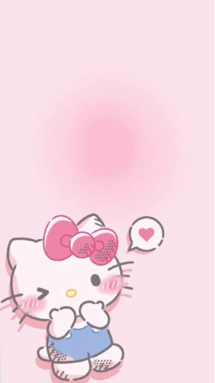 Hello Kitty với chiếc bánh kem trên nền hồng