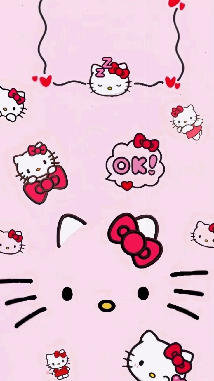 Hello Kitty với đôi cánh thiên thần trên nền hồng