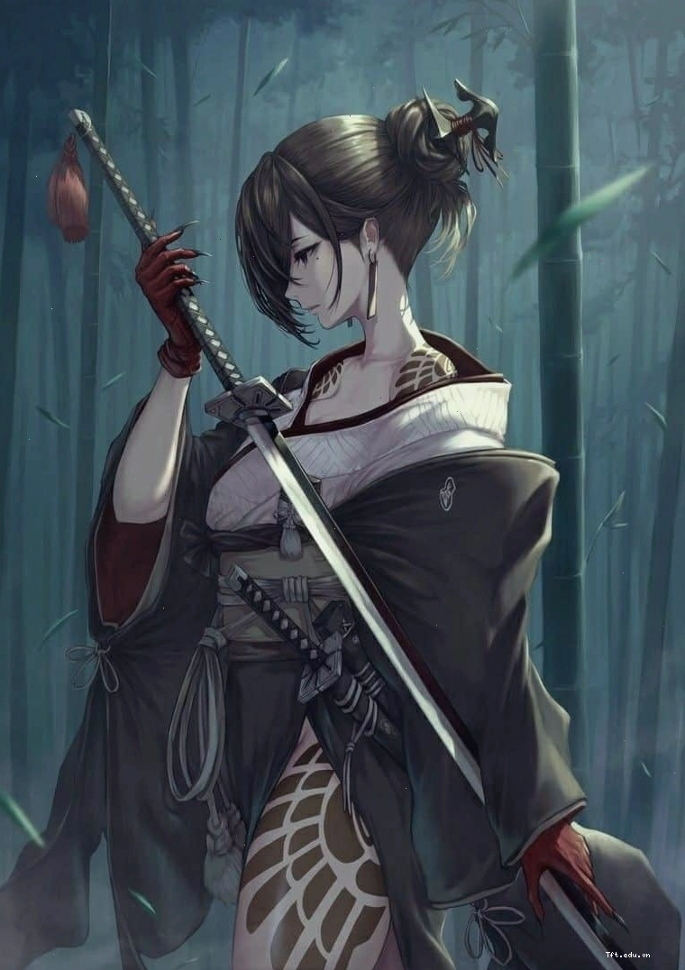 Hình ảnh anime cô gái sát thủ lạnh lùng với ánh mắt sắc bén