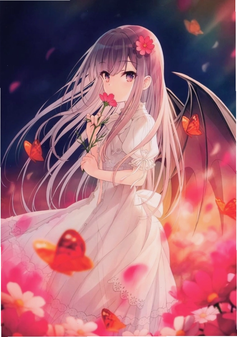 Hình ảnh anime girl dễ thương nhưng mạnh mẽ với đôi cánh ác quỷ