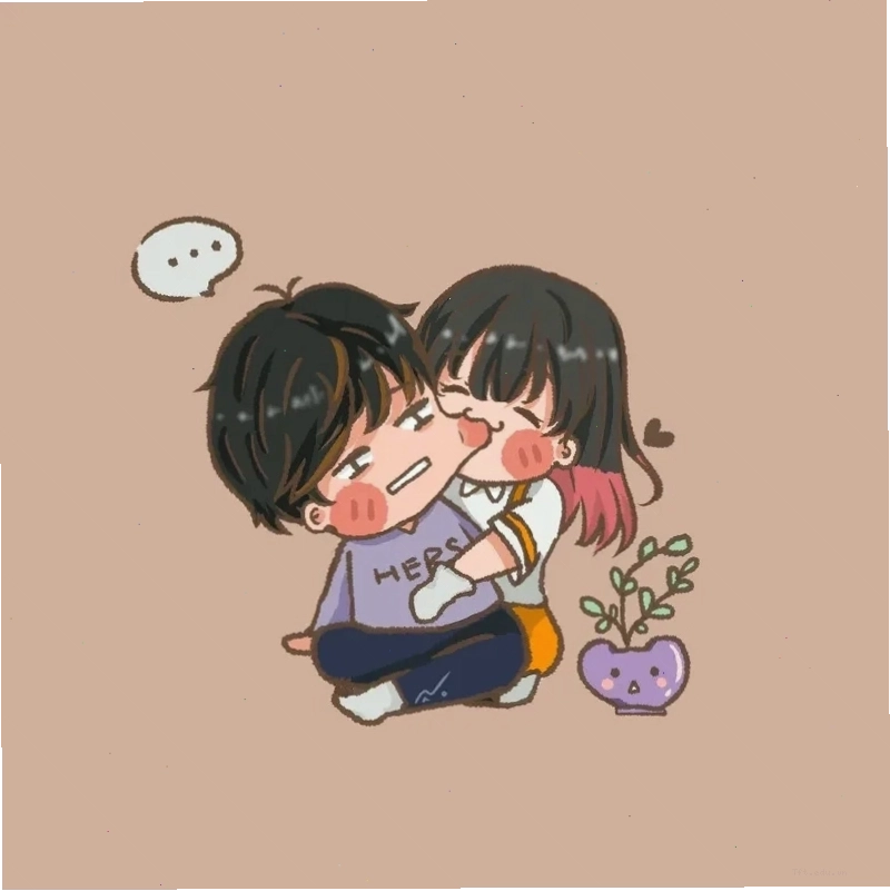 Hình ảnh cặp đôi chibi dễ thương với phong cách anime