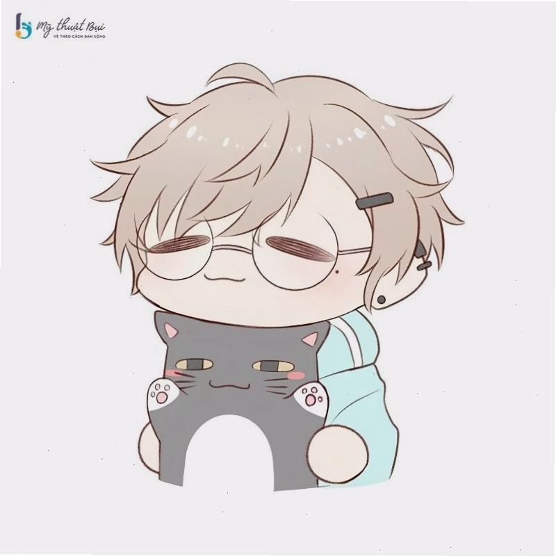Hình ảnh chibi nam dễ thương với mái tóc vuốt keo và trang phục thể thao