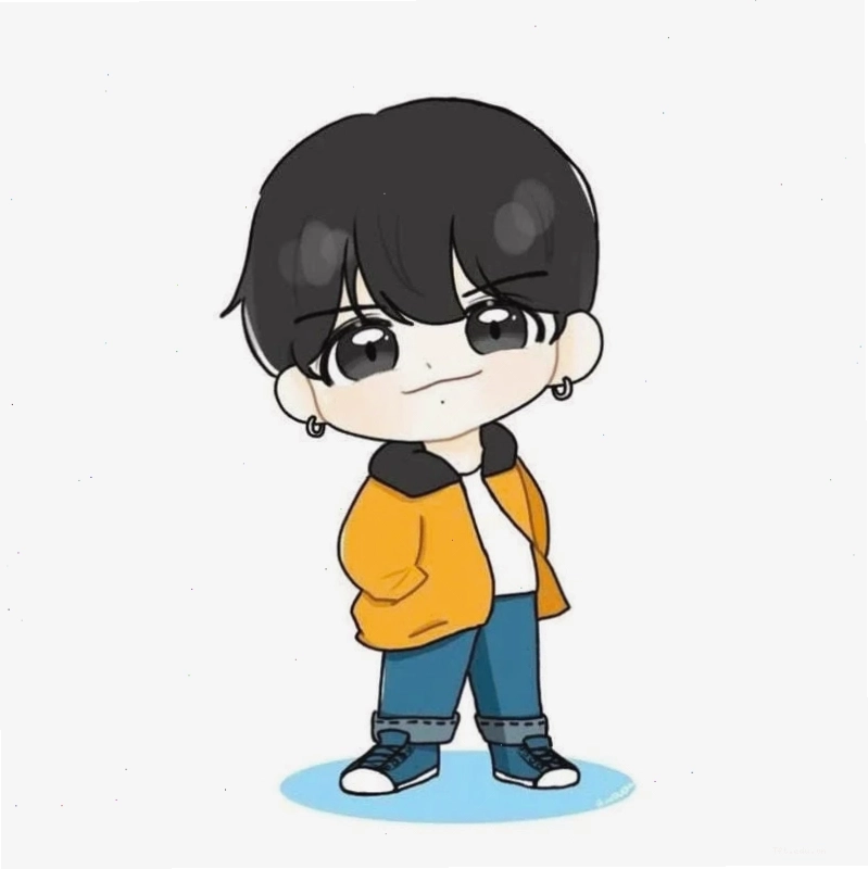 Hình ảnh chibi nam ngầu với trang phục ấn tượng và ánh mắt đầy khí chất