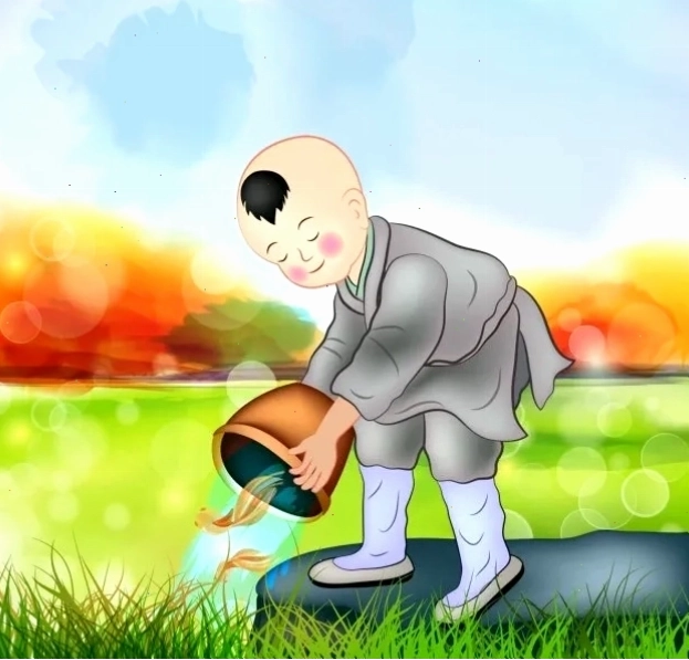Hình ảnh chú tiểu đáng yêu với nụ cười tỏa nắng