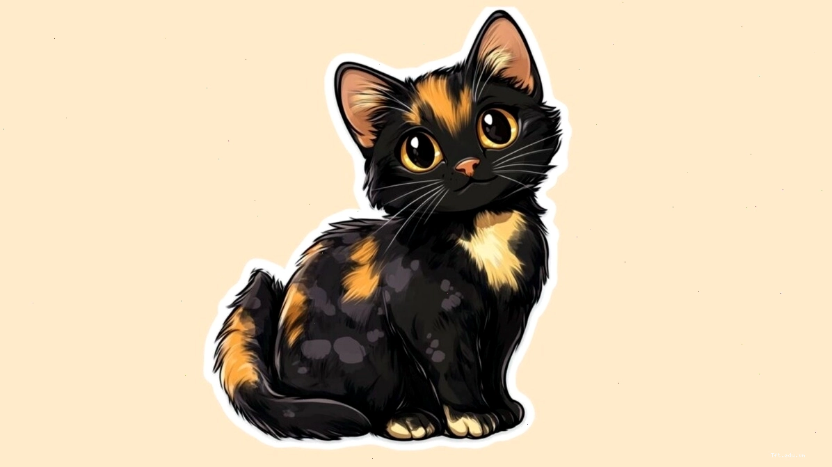 Hình ảnh mèo con chibi đeo nơ, trông rất lịch lãm