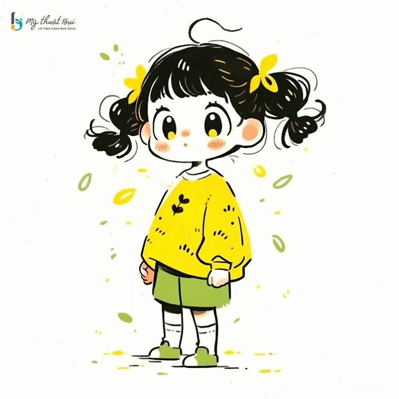 Hình ảnh minh họa cô gái anime chibi dễ thương với đôi mắt to tròn