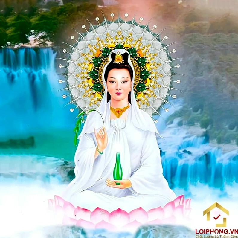 Hình ảnh Phật Quan Âm Bồ Tát bồng con, mang lại cảm giác ấm áp và che chở