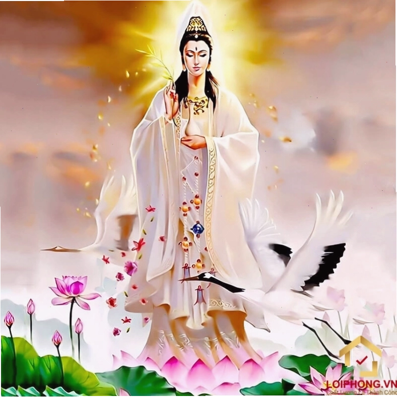Hình ảnh Phật Quan Âm Bồ Tát đẹp với dáng vẻ từ bi và thanh tịnh