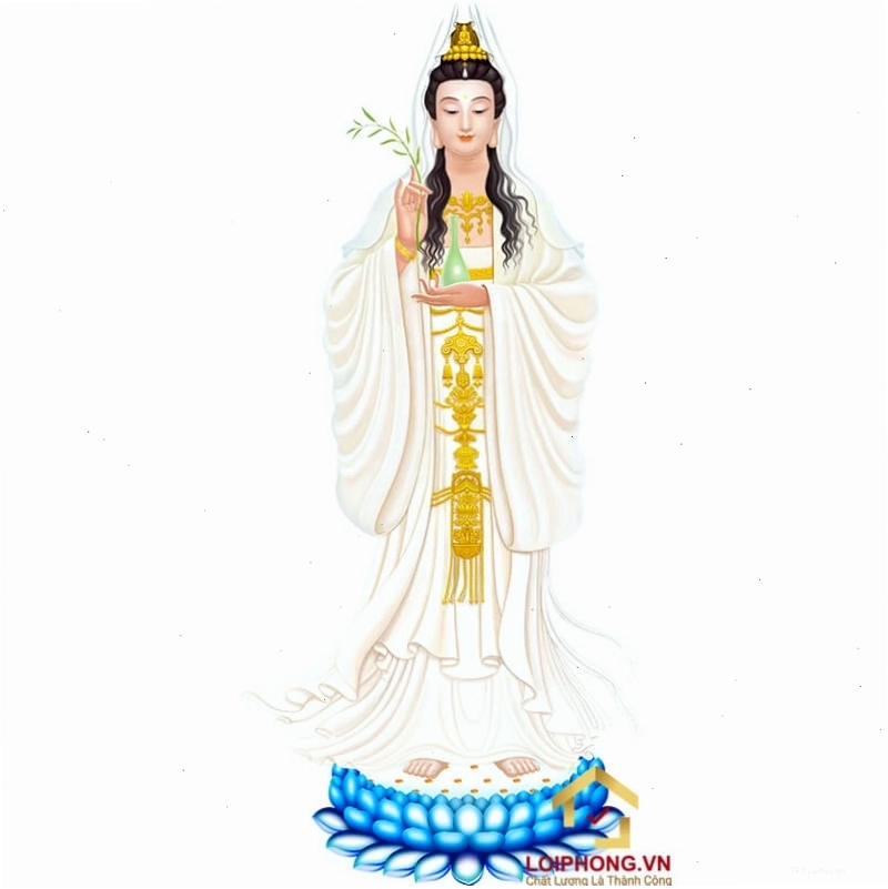 Hình ảnh Phật Quan Âm dáng đứng giữa thiên nhiên hùng vĩ