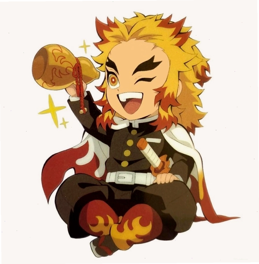 Hình ảnh Rengoku chibi dễ thương với nụ cười rạng rỡ