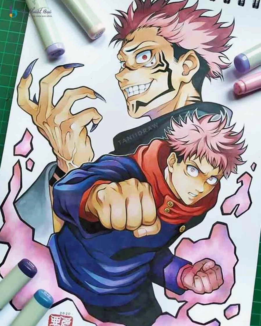 Hình ảnh tranh vẽ anime nam tóc đen với biểu cảm trầm tư