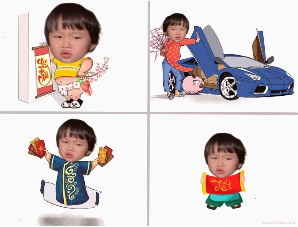 Hình chibi ghép mặt cho bé trai theo chủ đề Tết