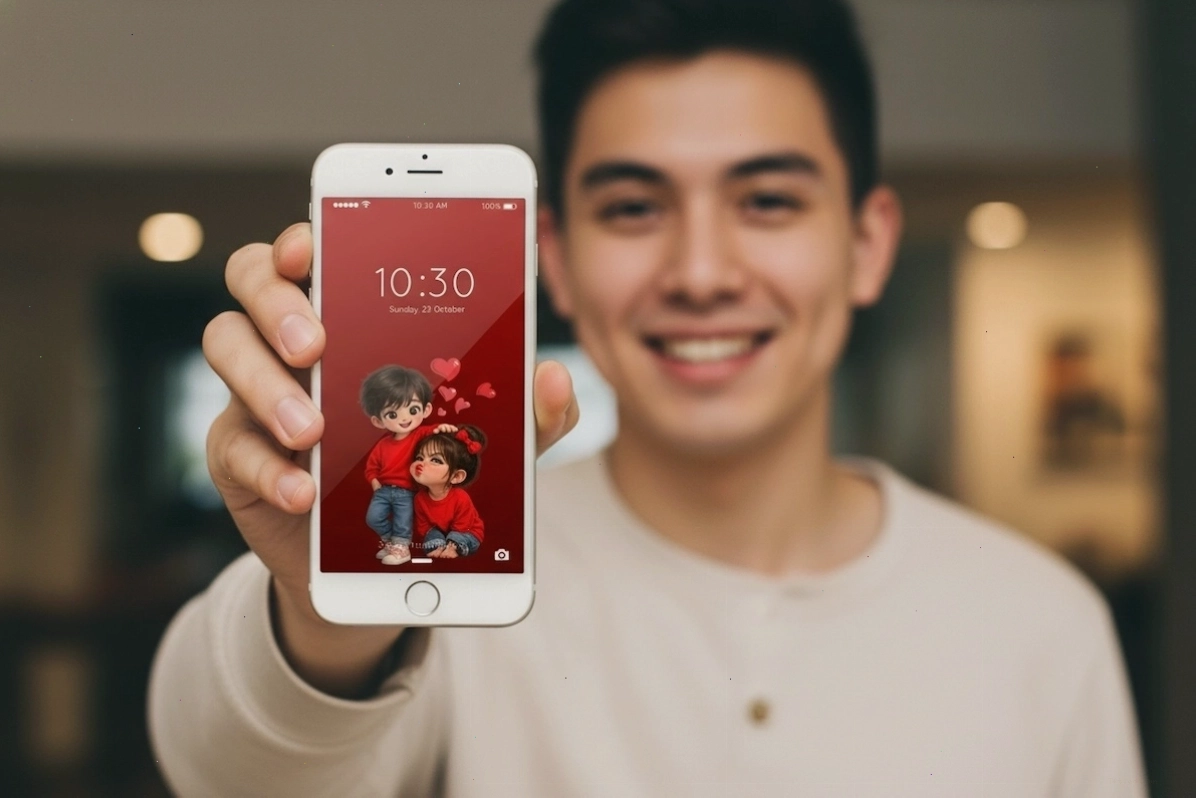 Hình nền cặp đôi chibi dễ thương với phong cách hoạt hình