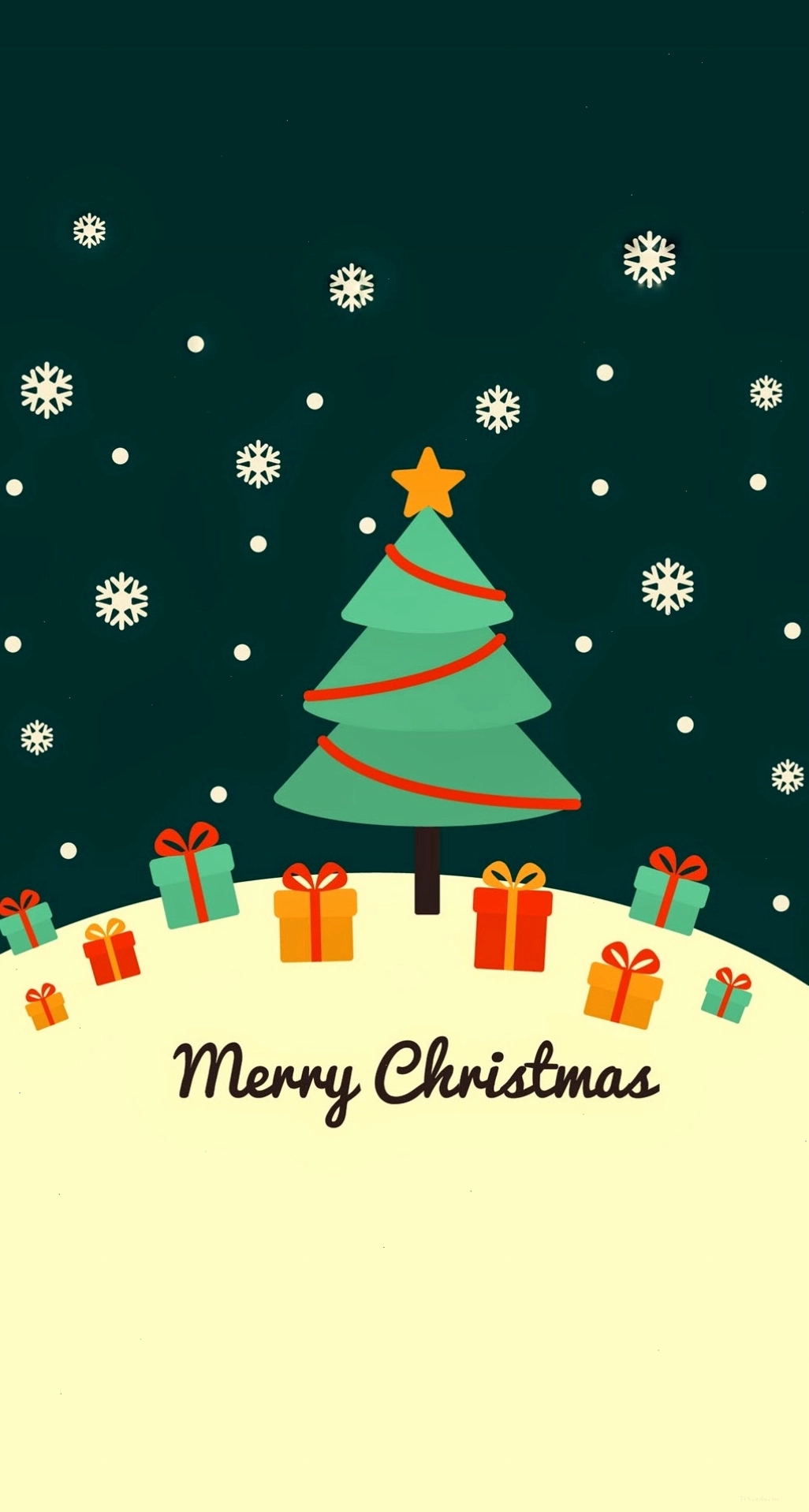 Hình nền điện thoại với cây thông Noel và các phụ kiện trang trí
