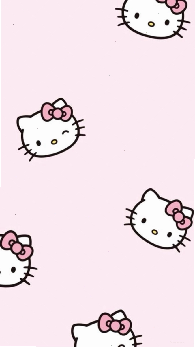 Hình nền Hello Kitty mặc trang phục học sinh trên nền hồng