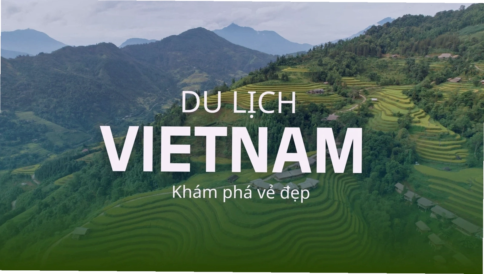Hình nền hiện đại màu xanh trắng cho bài thuyết trình du lịch khám phá Việt Nam