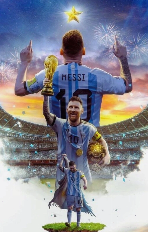 Hình nền Leo Messi 4K vô địch World Cup cực đẹp với hiệu ứng ánh sáng lung linh
