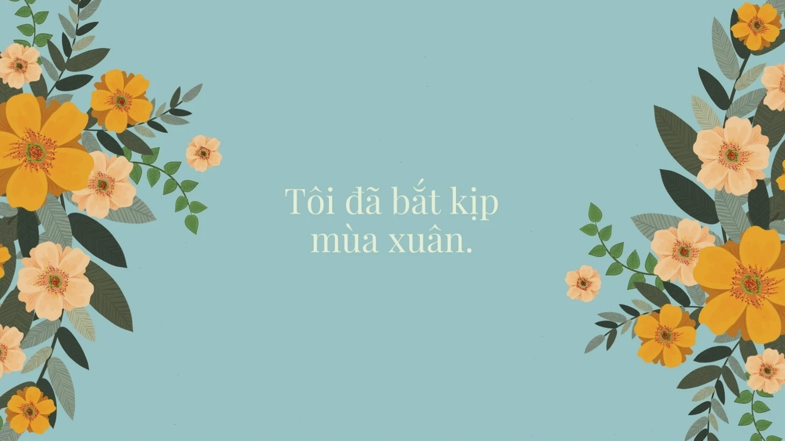 Hình nền máy tính mùa xuân hoa minh họa màu xanh dương