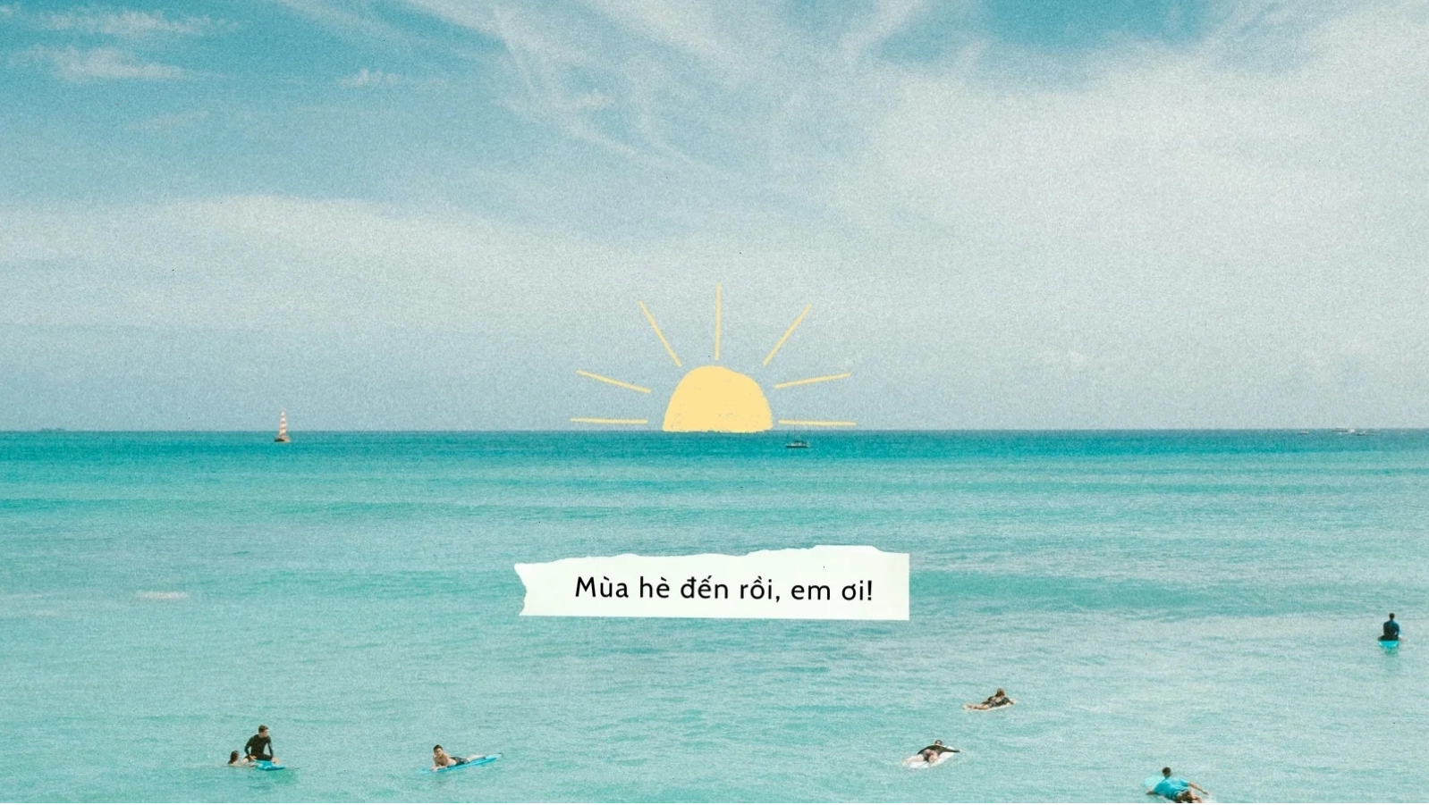 Hình nền máy tính phong cảnh bãi biển mùa hè hoạt hình