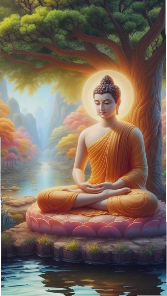Hình nền Phật Di Lặc đang ngồi trên đống vàng