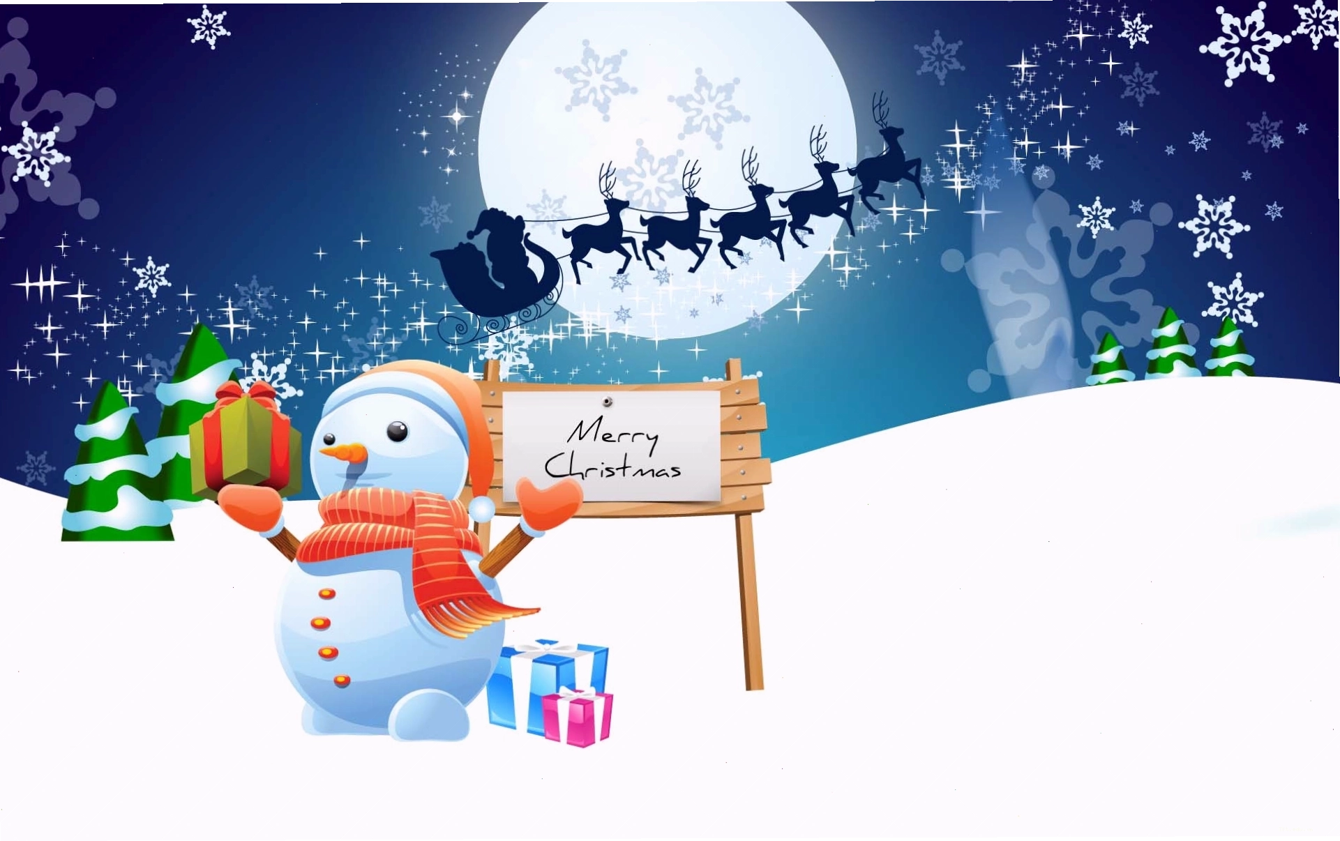 Hình Noel siêu cute với ông già Noel và người tuyết