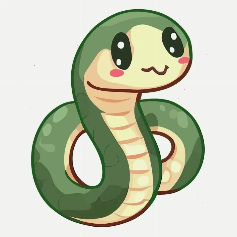 Hình rắn chibi độc đáo với màu sắc tươi sáng