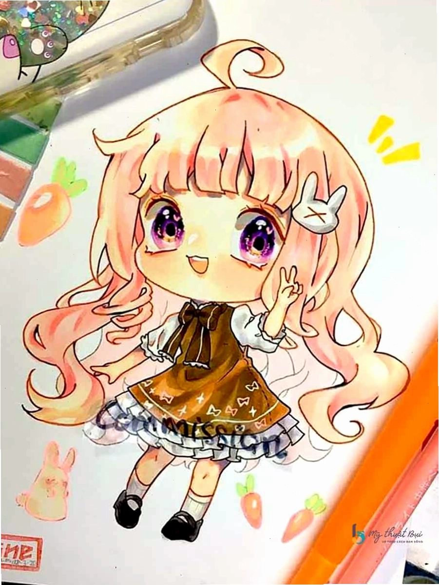 Hình vẽ anime nam chibi biểu cảm tinh nghịch