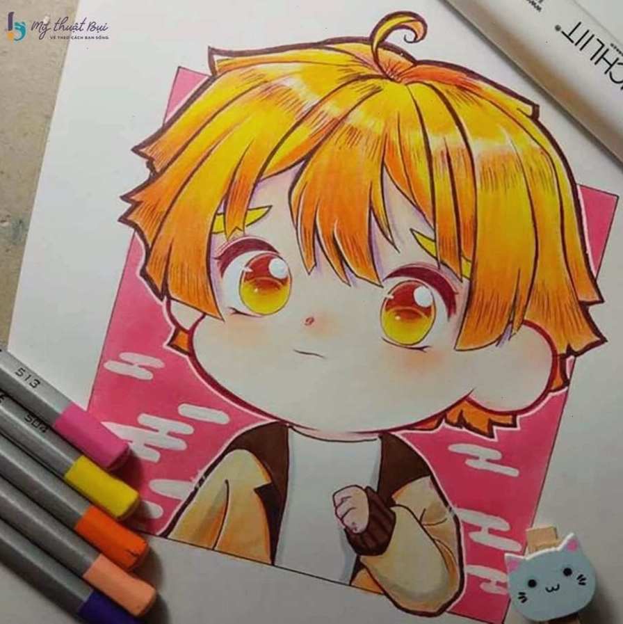 Hình vẽ chibi anime dễ thương với các nhân vật nhỏ nhắn, ngộ nghĩnh