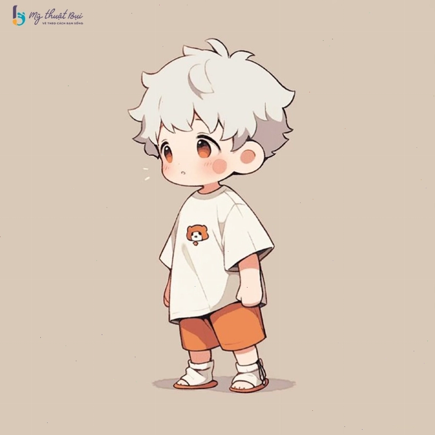 Hình vẽ chibi nam đang thể hiện một hoạt động