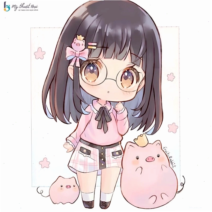 Hoàn thiện kiểu tóc và trang phục cho cô gái Chibi