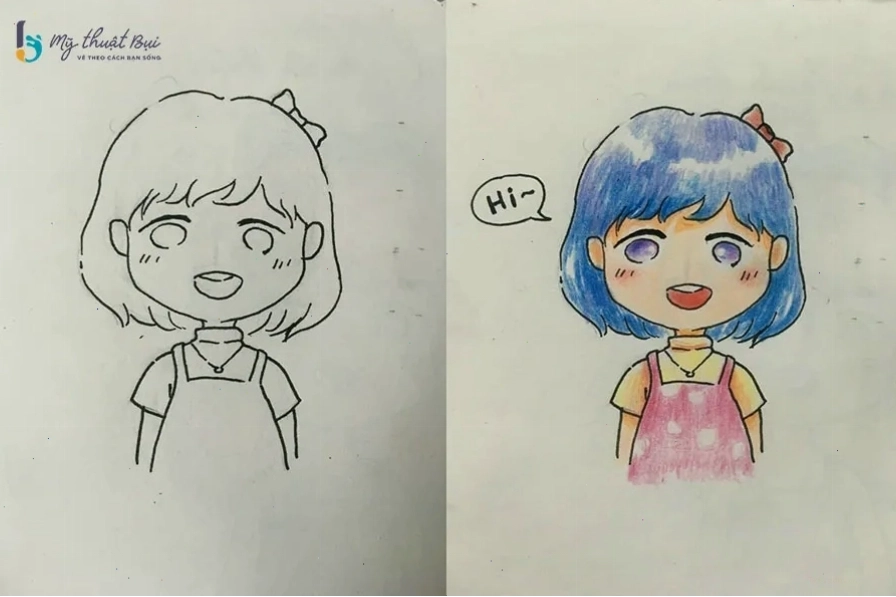 Hoàn thiện tô màu và thêm chi tiết cho Chibi nữ