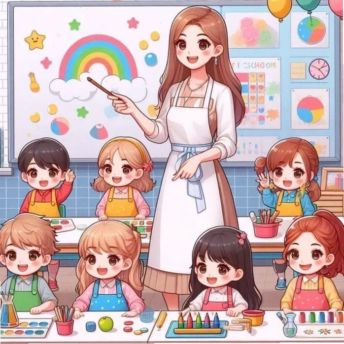 Hướng dẫn vẽ cô giáo và học sinh chibi