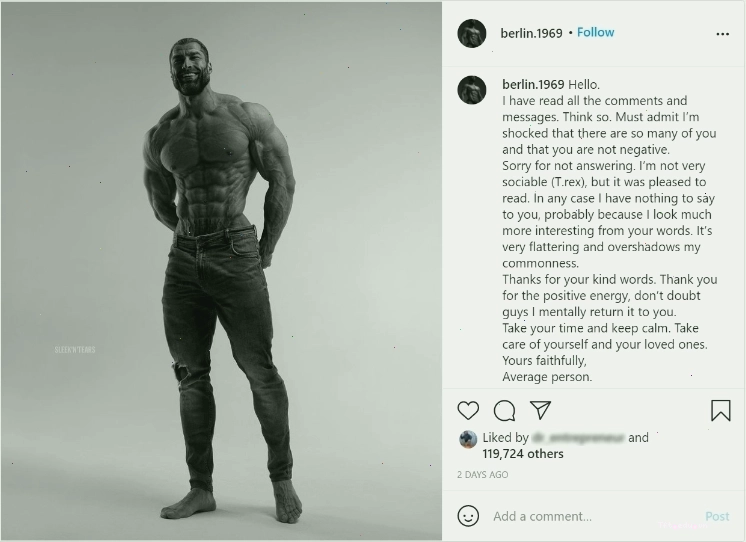 Instagram của Gigachad meme thường là các trang cộng đồng hoặc tài khoản liên quan