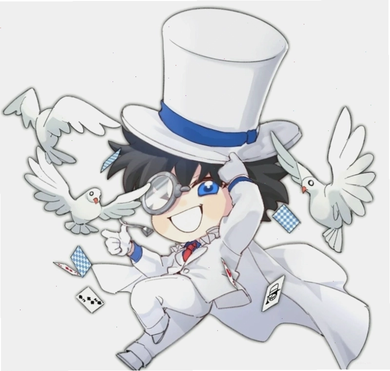 Kaito Kid chibi đang ngồi trên mặt trăng ngắm sao