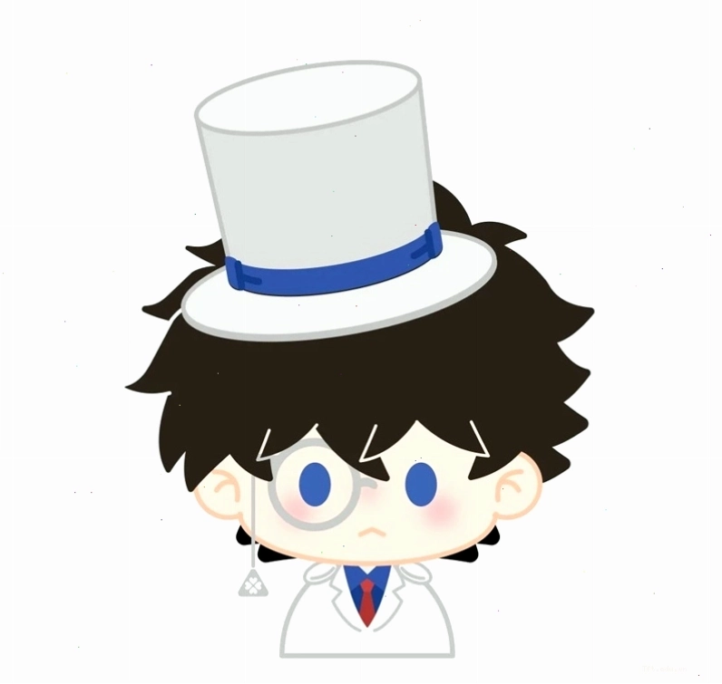 Kaito Kid chibi với ánh mắt lém lỉnh và trang phục đặc trưng