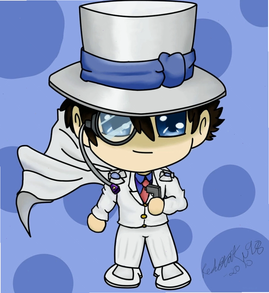 Kaito Kid Chibi với phong thái tự tin và trang phục chỉnh tề