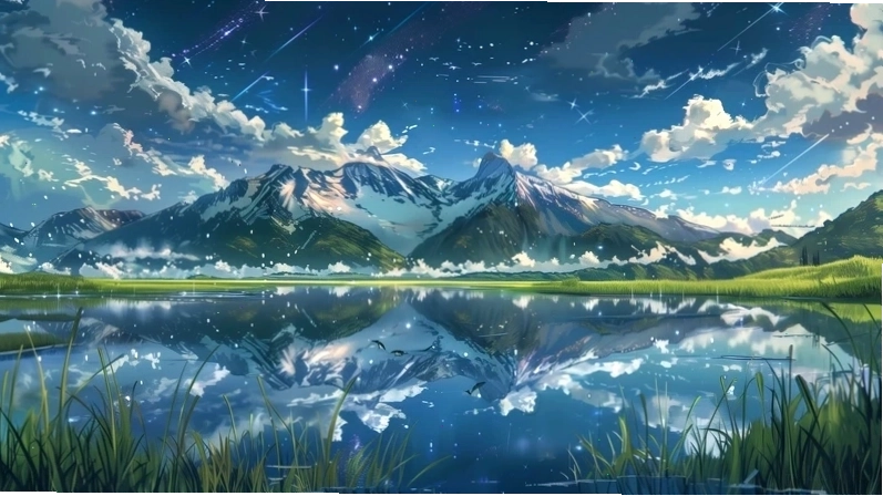 Khu rừng xanh mướt trong phong cảnh anime tươi mát
