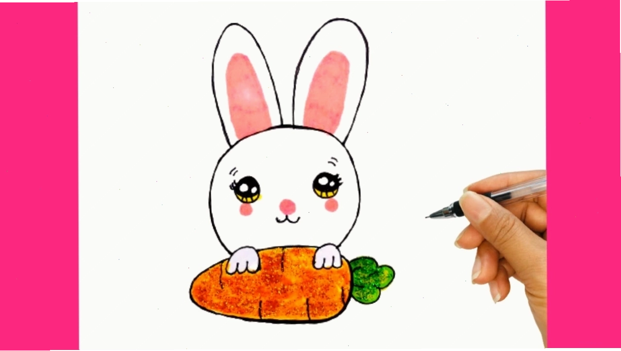 Mẫu 3: Tranh vẽ con thỏ cute, đơn giản
