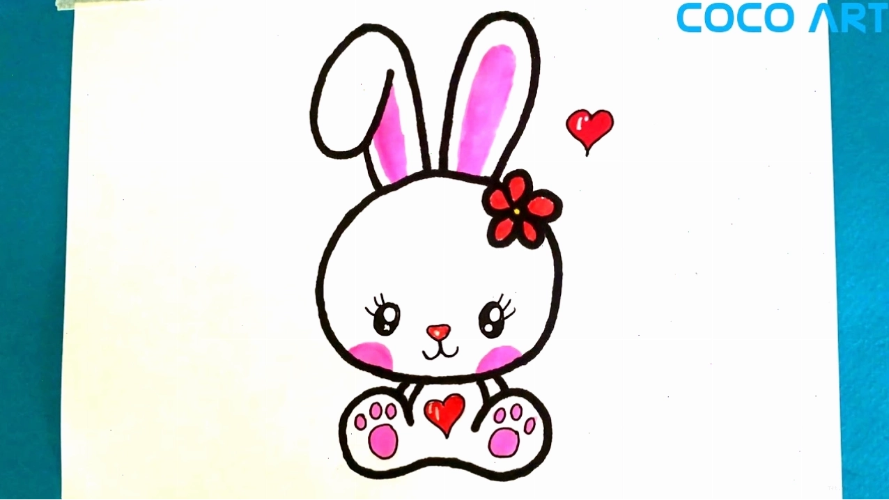 Mẫu 4: Tranh vẽ con thỏ cute, đơn giản