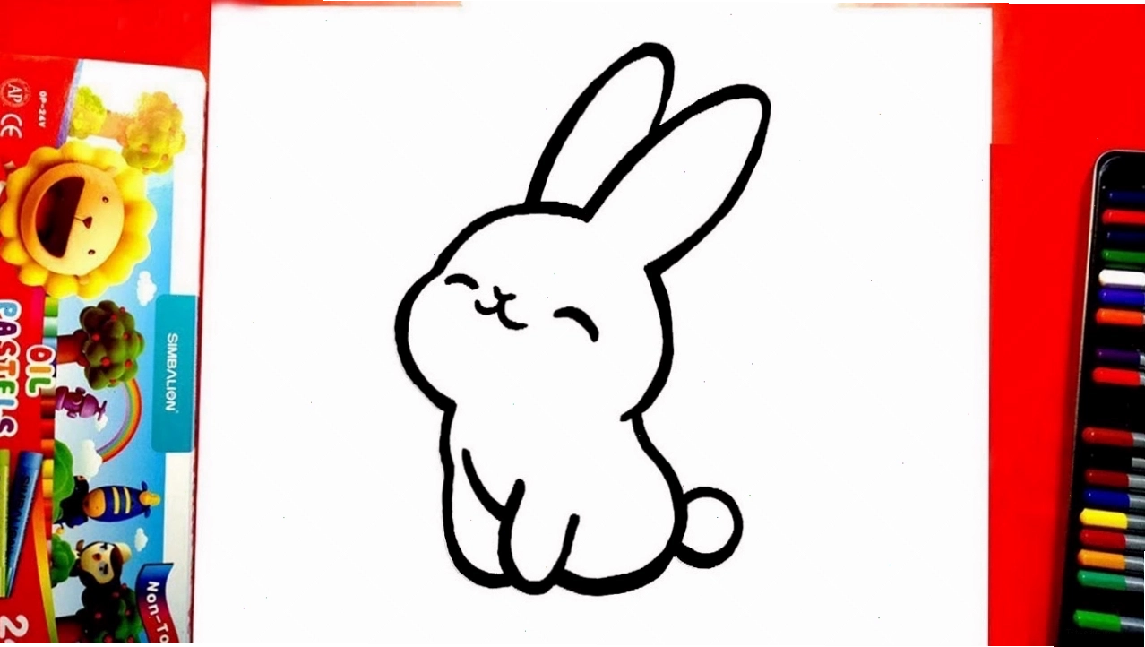 Mẫu 5: Tranh vẽ con thỏ cute, đơn giản
