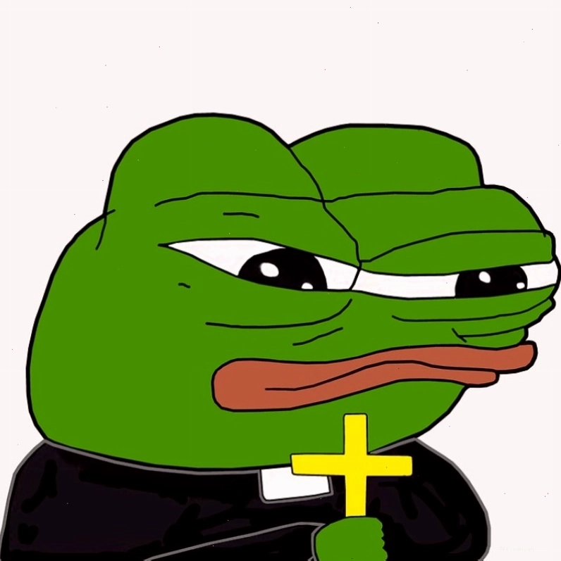 Meme ếch xanh cầm thánh giá phản ứng hoảng sợ