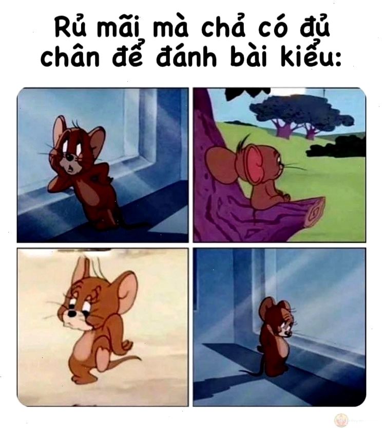 Meme Jerry chạy còn Tom đuổi.